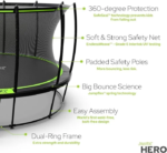 JumpFlex HERO 15 Backyard Outdoor Trampoline for Kids with Net & Ladder - Image 8
