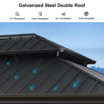 12′ x 14′ Hardtop Aluminum Gazebo with Galvanized Steel Roof & Sliding Doors - Image 2