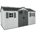 Lifetime 15′ x 8′ Dual Entry Outdoor Storage Shed, Gray