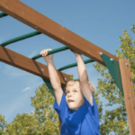 Knightsbridge Plus Complete Wooden Outdoor Playset with Monkey Bars, Slide, Rock Wall and Swing Set Accessories - Image 4