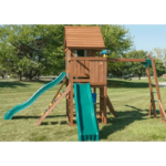 Knightsbridge Plus Complete Wooden Outdoor Playset with Monkey Bars, Slide, Rock Wall and Swing Set Accessories - Image 8