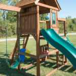 Knightsbridge Plus Complete Wooden Outdoor Playset with Monkey Bars, Slide, Rock Wall and Swing Set Accessories - Image 9