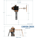 Canyon Creek All Cedar Swing Set Playset w/ Rockwall Upper Fort Belt Swings Web Swing Gray Wave Slide, and Play Kitchen - Image 8