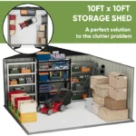 VEIKOUS 10 ft. W x 10 ft. D Outdoor Metal Storage Shed in Gray (100 sq. ft.) - Image 3