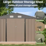 VEIKOUS 10 ft. W x 10 ft. D Outdoor Metal Storage Shed in Gray (100 sq. ft.) - Image 4