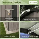 Patiowell 6 ft. W x 4 ft. D Outdoor Storage Brown Metal Shed with Sloping Roof and Double Lockable Door (24.8 sq. ft.) - Image 2