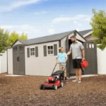Lifetime 8′ x 17.5′ Outdoor Storage Shed Dual Entry, Tan - Image 9