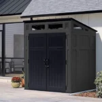 Suncast Modernist 6 ft. x 5 ft. Resin Vertical Pent Storage Shed with Floor Kit - Image 2
