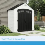 Suncast Vista 7 ft. x 4 ft. Resin Standard Modern Storage Shed with Floor Kit - Image 2