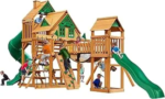 Gorilla Playsets Pioneer Peak Treehouse Wooden Swing Set with Tire Swing, and Clatter Bridge and Tower - Image 4