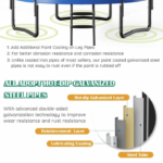 Giantex 8FT 10FT 12FT Trampoline with Enclosure, ASTM Approved Outdoor Large Trampoline with Ladder - Image 7