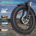 Folding Ebikes for Adults Ridstar 750W Motor 48V 14AH Removable Battery 20 X 4.0 Fat Tire Shimano 7-Speed 19.8MPH Electric Bike - Image 5