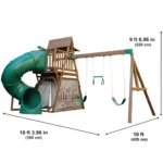 Ranger Retreat Wooden Swing Set/Playset with Tent, Tube Slide and 3-Swings - Image 3