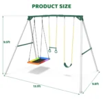 9.5′ Heavy Duty Metal Swing Set with Belt Swing, Trapeze Bar - Image 7